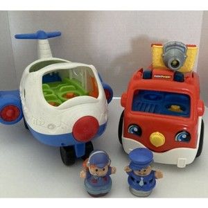 Fisher Price Little People Plane & Fire Truck Sounds Tested & Working